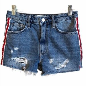 F21 High Rise Tuxedo Striped Distressed‎ Shorts